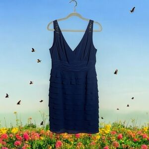 Elegant Navy Blue Sleeveless Dress